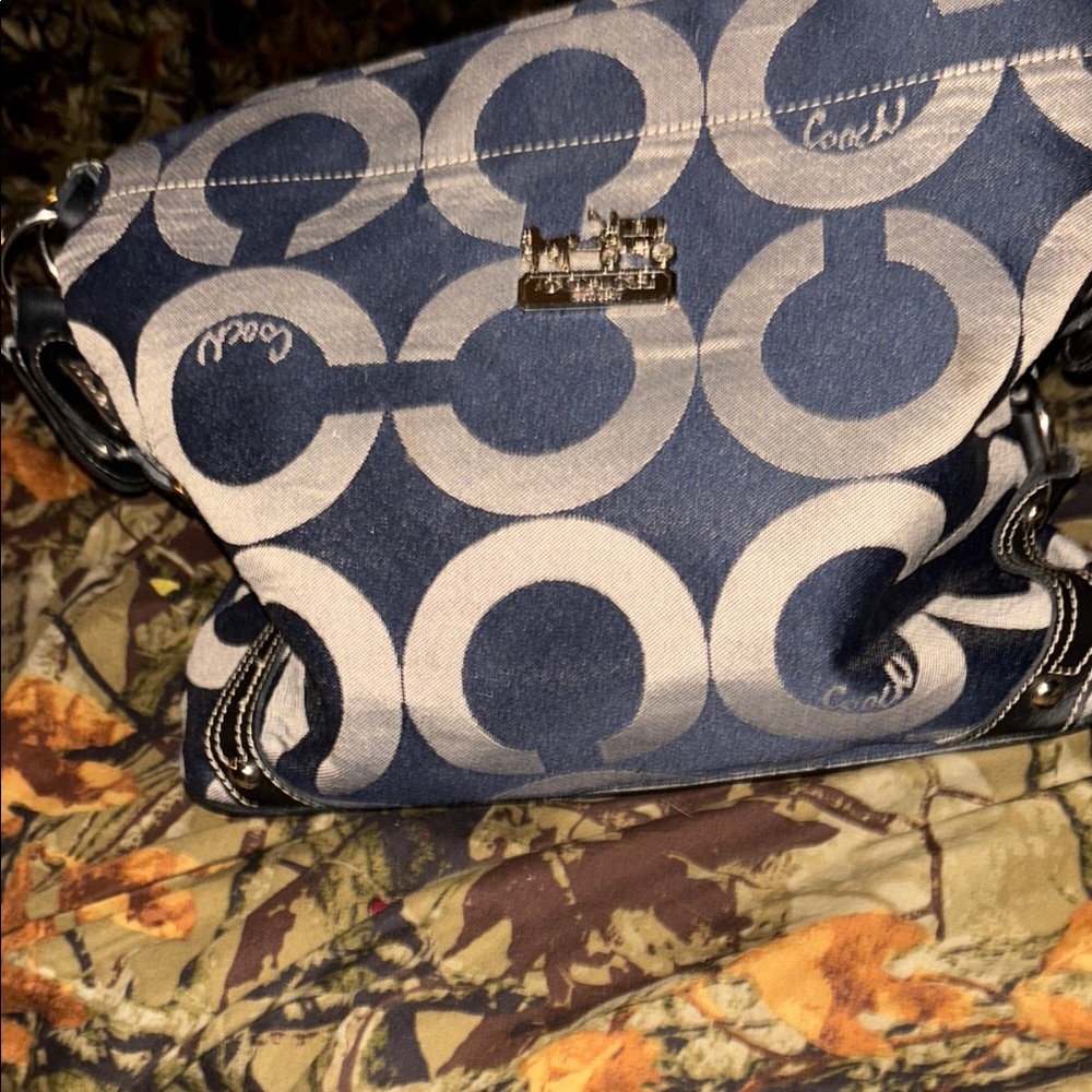 Coach Blue and White Signature Bag